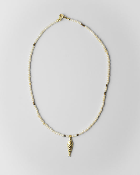 Collar pez brillo blanco