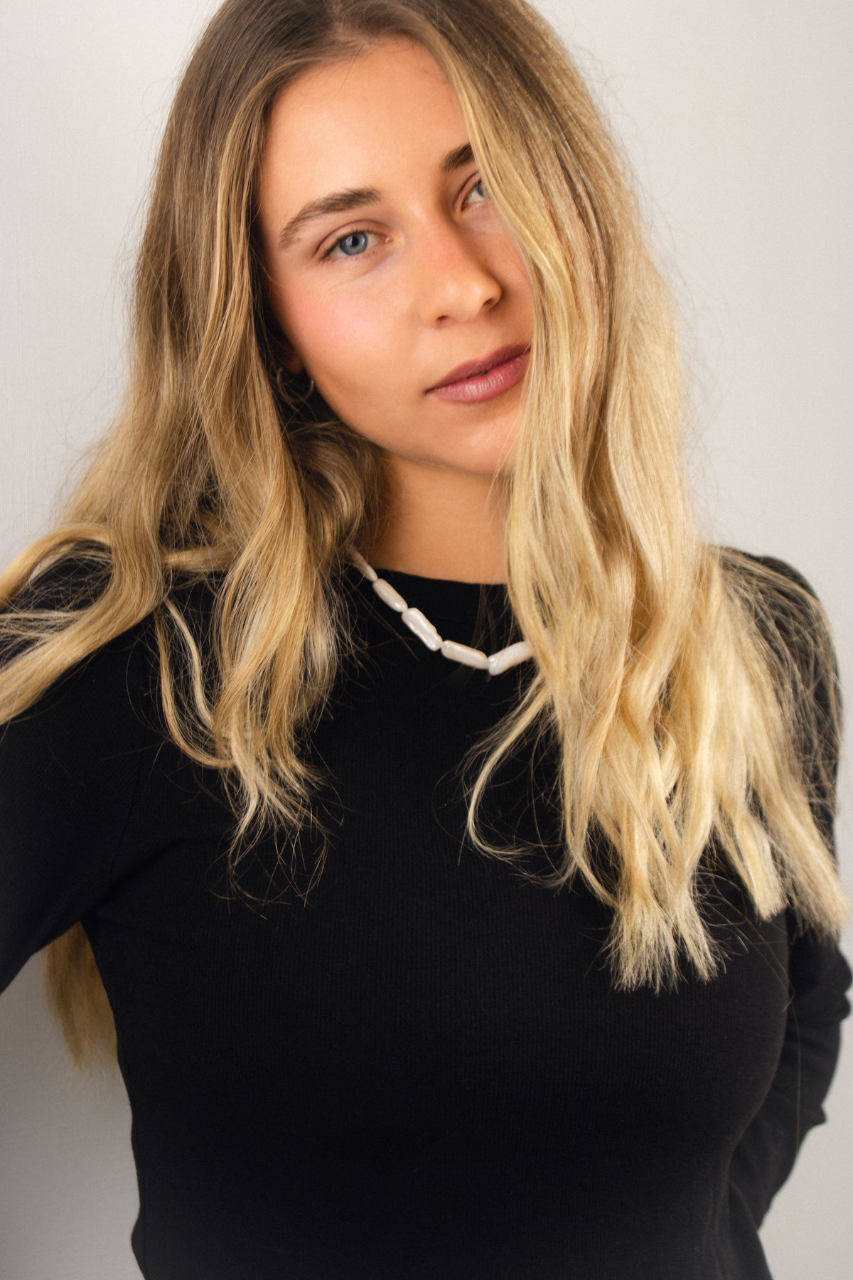 Collar perlas alargadas