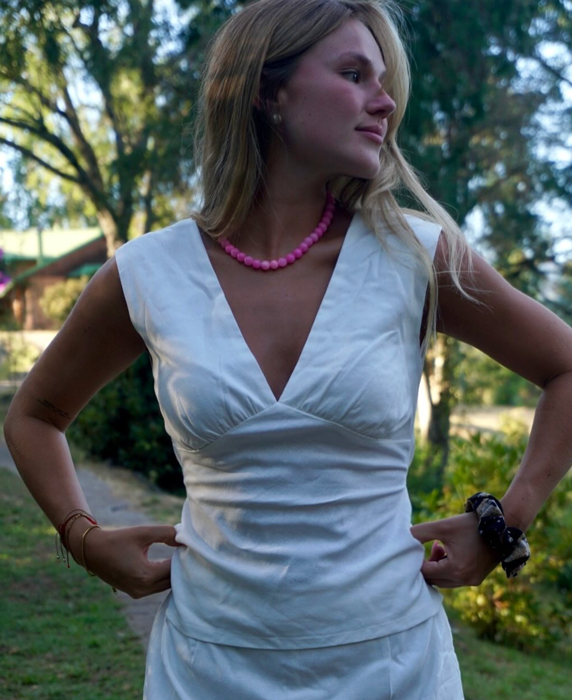 Collar Agata rosado
