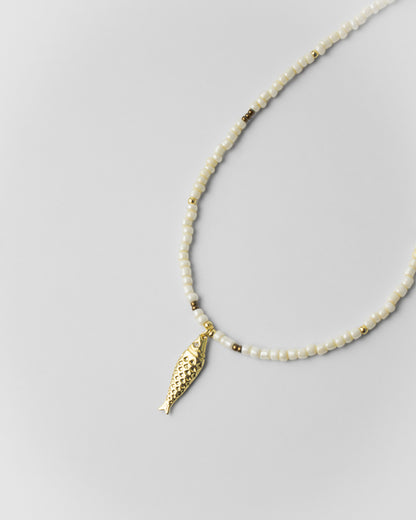 Collar pez brillo blanco