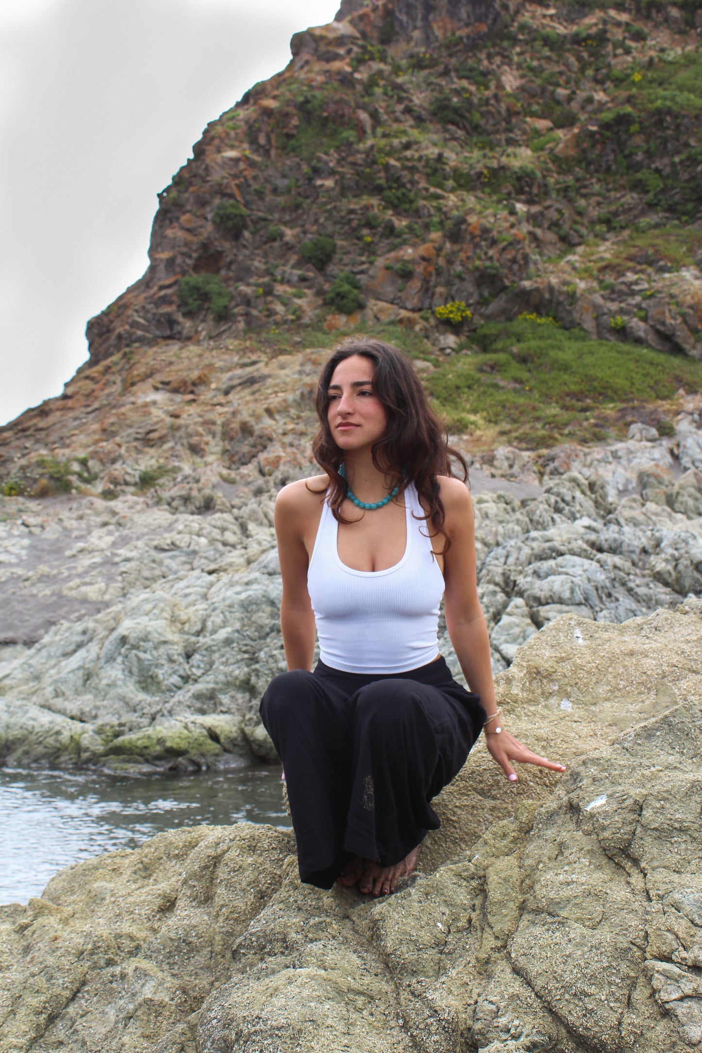 Collar agata celeste