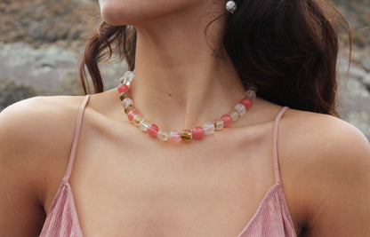 Collar cuarzo cherry volcano